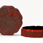 Chinese 19th Century Carved Red Cinnabar Lacquer Hexagonal Box
