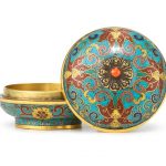 A very fine and rare Imperial cloisonné enamel seal paste box
