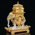 A FRENCH GILT-BRONZE, CRYSTAL AND CUT GLASS 'ELEPHANT' TANTALUS