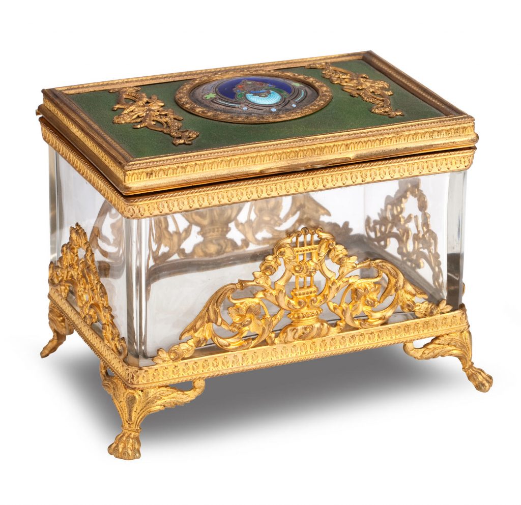 A 20th century glass and ormolu mounted box