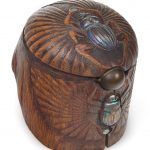 A rare Tiffany Studios richly carved wood, Favrile glass and bronze humidor