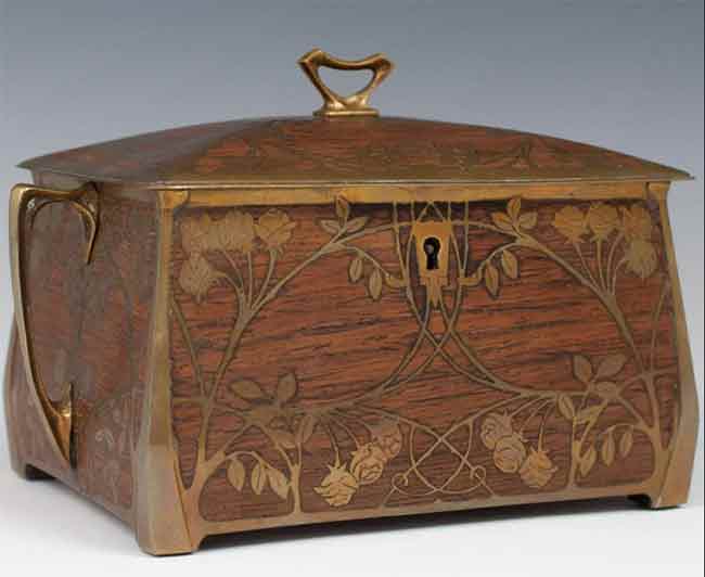 Art Nouveau Erhard Sohne Wood Box