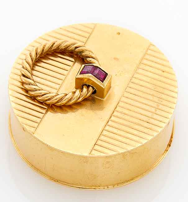 Cartier Gold and Ruby Pill Box