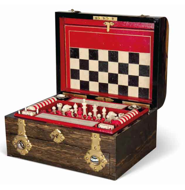 A VICTORIAN COROMANDEL AND AGATE MOUNTED GAMES COMPENDIUM
RETAILED BY EVERINGTON, NOTTINGHAM, CIRCA 1880