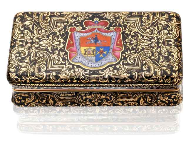 A 19TH CENTURY SWISS GOLD AND ENAMELLED SNUFF BOX by Jean-François Bautte & Cie
