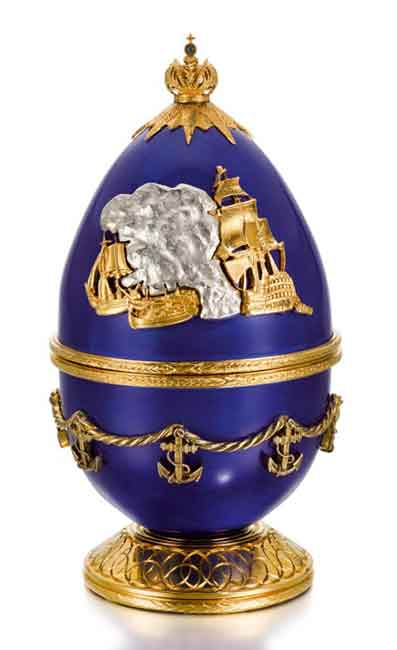 The Trafalgar Egg. An enamel, silver-gilt and parcel-gilt metal commemorative egg