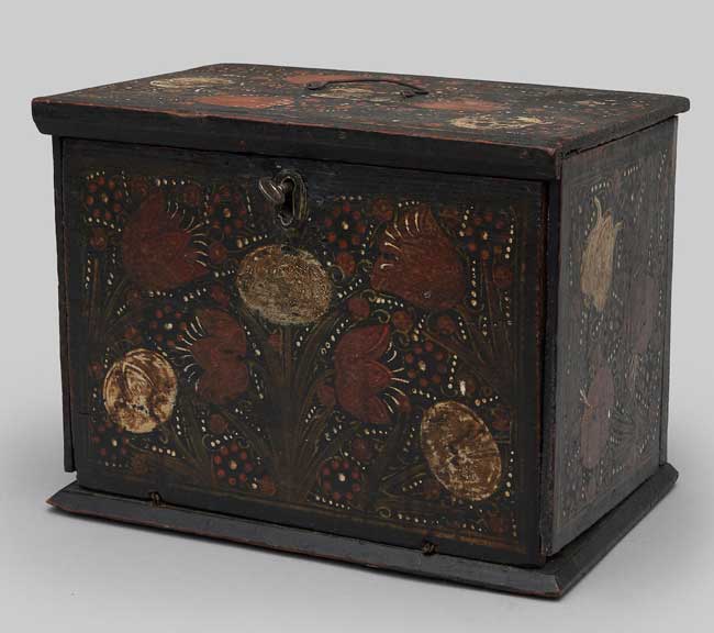 A Folk Art painted valuables box
Late 18th early 19th century